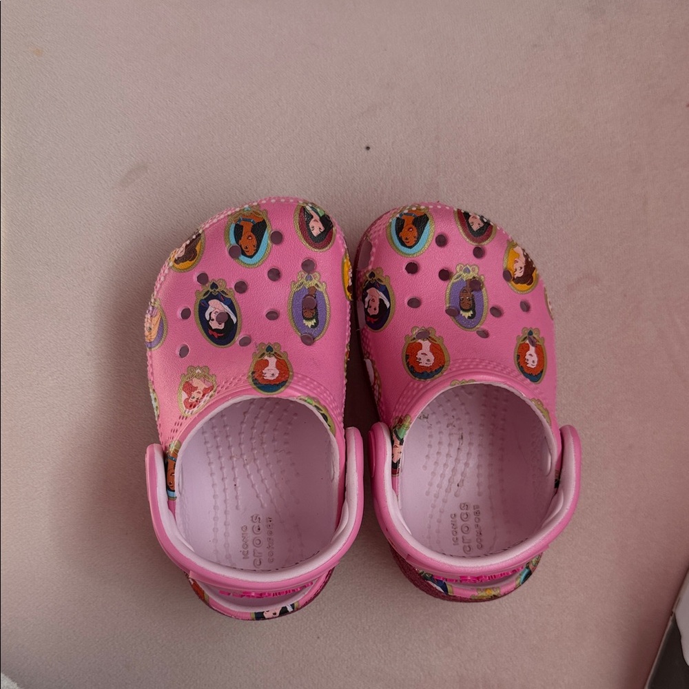 CROCS Girls Pink Character Clogs with Heel Strap